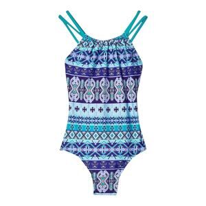 NEW Kanu Surf Girls One Piece SWIMSUIT 10 Jasmine Beach Sport Halter Purple Blue